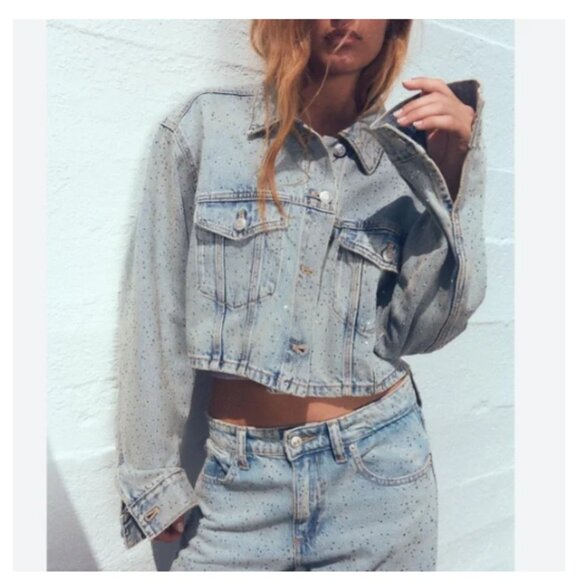 NEW! Zara | Crop Denim Jewel Jacket - Picture 2 of 10